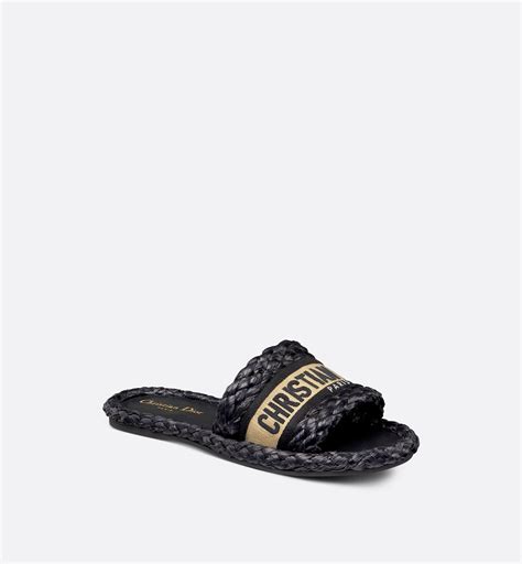 christian dior dway mule black|CHRISTIAN DIOR Cotton Embroidered Dway 85mm Slide .